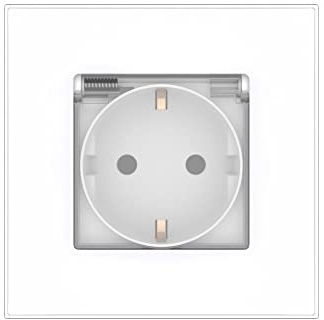 PULSAR Steckdose mit Deckel Unterputz Glas Weiß Wandsteckdose 1-Fach mit Klappdeckel, Steckdosen Einfach86 x 86mm16A 250V für Bad, Küche, Feuchtraum, IP44