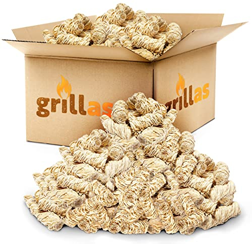 grillas Accendifuoco Ecologico in Lana di Legno per Caminetto, Imbevuto di Cera | Accendifuoco a Carbone | Accendifughe a Griglia | Lana Accendifiamma | Aiuto alla Accensione (15 kg (ca. 1200 Pezzi)