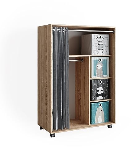 Vicco Kleiderschrank Doros, Sonoma, 100 x 146.6 cm mit Faltboxen, zur flexiblen Aufbewahrung von Kleidung und Accessoires