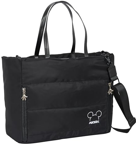 Safta MICKEY TEEN MOOD 14,1 laptopväska med ficka, ryggsäck, perfekt för barn i olika åldrar, bekväm och mångsidig, kvalitet och styrka, 54 x 17 x 31 cm, svart, svart/vit, Estándar, Avslappnad