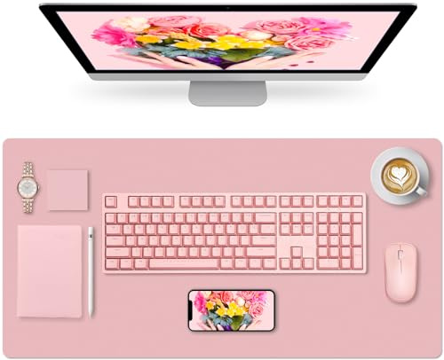 Sevenpers Schreibtischunterlage Pink, Schreibblock aus Kunstleder 60x35cm | Fröhliche und Lebendige Farbe Schreibtischschutz Rutschfeste Tischunterlage für Mädchen, kinder und Zuhause