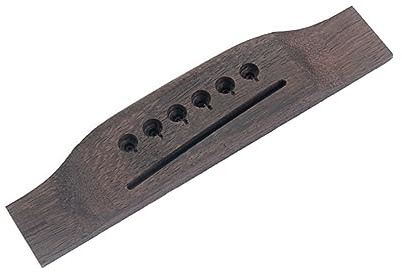 Go208 6-saitige Gitarrenbrücke für Akustikgitarre, Palisander | Vorgebohrt und Geschlitzt, Knochensattel Enthalten, Kaffee Farbton, für Selbstgemacht und Auftritt, Modell Go208