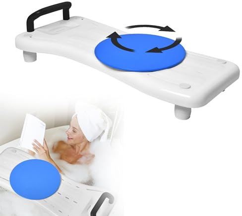 LARS360 Vasca da bagno con piastra girevole, seduta regolabile per anziani con manico nero e ripiano per sapone, carico massimo 150 kg, per vasca da bagno da 41-63 cm, LARS-(HAG1368A)