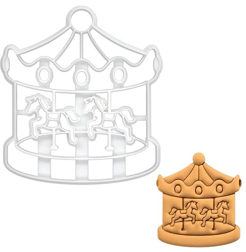 BAKERLOGY Emporte-pièce Carrousel - Conception détaillée d'emporte-pièces pour la pâtisserie et l'artisanat, adaptée au fondant, à la pâte, à l'argile