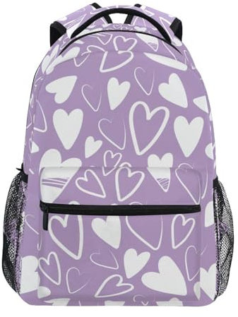 Wpamlrta Kinder-Schlafsack, Valentinstag, romantische Herzen, Weiß / Lila, für Kinder, Tagesrucksack, 6. Klasse, Siehe Abbildung, One size
