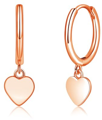 Deyanse Creolen Ohrringe Hängend für Damen, 925 Sterling Silber Kleine Runde Creolen Ohrhänger, Hypoallergen Herz kreuz Stern Anhänger Hängeohrringe, Dangle Baumeln Creolen Ohrringe mit Geschenkbox