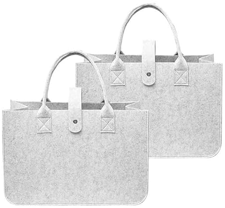 Filztasche Einkaufstasche,2 Stück Filztasche Einkaufstasche,Faltbar Filztaschen Shopper, Filz Tasche zur Einkaufen, Reisen, Arbeit, Picknick,30 * 20 * 18 cm