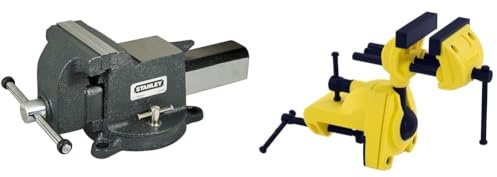 Stanley 183067 MaxSteel Étau 125 Mm Construction Durable En Fonte - Vis Roulée & 1-83-069 etau d'Établi Sur Rotule - Ecartement 75 mm - Puissance de Serrage 25 kg