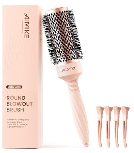 AIMIKE ROSE LUXE Round Hair Brush, Nano Thermal Ceramic & Ionic Tech Round Brush, Professional Hair Brush for Blow Drying, Styling, Curling & Add Volume,1.7 Inch Barrel Brush