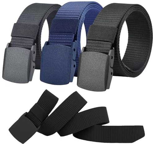 HAYGEM Cintura Elastica Uomo, Senza Buchi, Nylon, 130 cm, Nero, Blu, Grigio chiaro, Unisex, Regolabile, Durevole, Leggero, Adulto