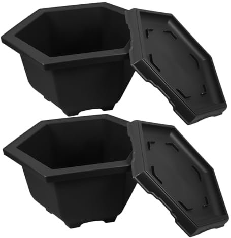 YARNOW 2ensembles Pots à Fleurs Hexagonaux Plastique avec Soucoupes Pots Orchidée Immitation Plantes Intérieur pour Bureau Maison Jardin