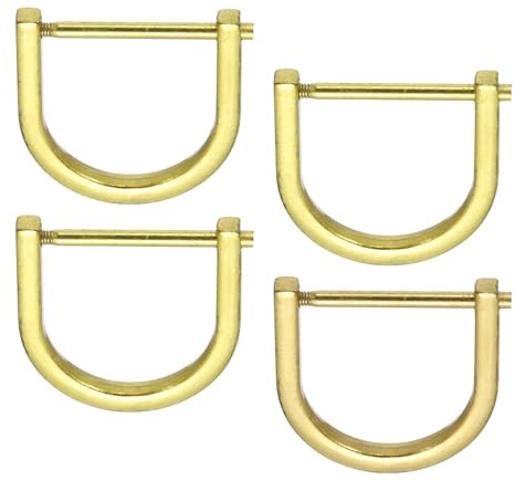 PATIKIL 4 Stück 3.3x3.4cm Schäkel D Form 1 Schraube in Schäkel Gold | Hufeisen U-Form D-Ring, Halbkreis Schnallen, Zinklegierung, Ersatz für Geldbörse Schlüsselanhänger Kragen Zubehör