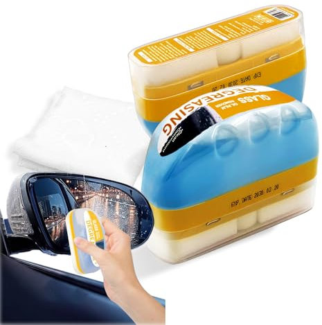 2PC Auto Glass Care Kit - Oil Film Brush & 120ml Streak-Free Cleaner | All-Weather Windshield Solution for Dirt/Water Stains | Eco-Safe for Cars, Trucks & Vans