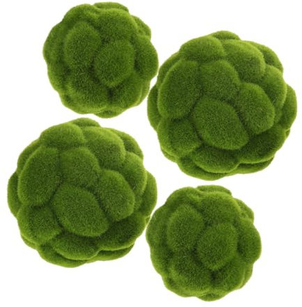 PRETYZOOM 4pcs Simulated Moss Ball Artificial Grass Ball Decorative Faux Plant Ornament for Centerpiece Bowls Garden Wedding Use