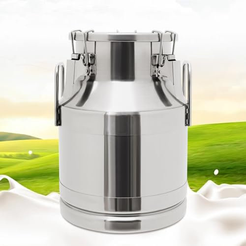 10L/2.64 Gallon Milchkanne Edelstahl-Milchkännchen Versiegelter Eimer Milchkanne mit Deckel Transportkanne Milchkrug für Frühstücksrestaurant, Speisesaal, Restaurant