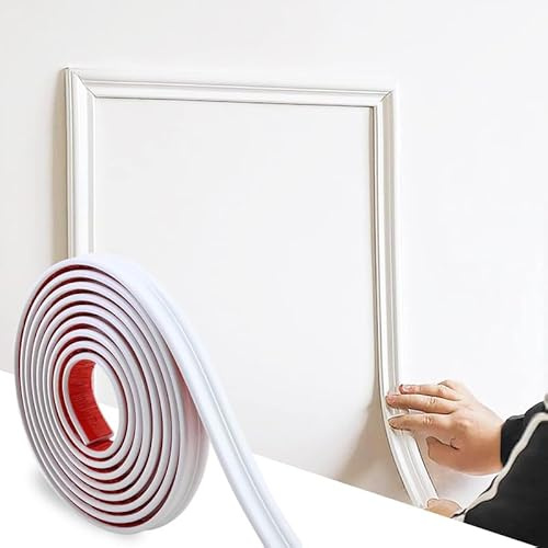 Kit de moulage mural autocollant - 2,3 cm x 3 m - Garniture TPE pour rail de chaise, protection murale, décoration d'intérieur, sans outils, sans dommages