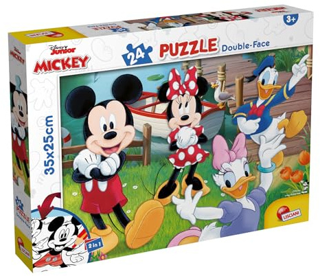 Lisciani - Puzzle Disney - Mickey MaxiPlus - 24 Teile Doppelseitiges Puzzle für Kinder ab 3 Jahren - Rückseite zum Ausmalen - 25x35 cm - Kreative Aktivität - Lernspiel - Geburtstagsgeschenkidee