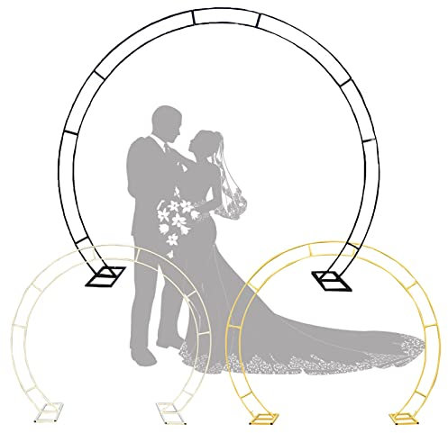 Grande arche de jardin double ronde en métal robuste pour décoration de toile de fond, support noir, 200 cm de largeur x 240 cm de haut