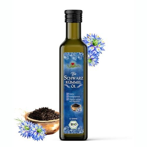 Naturherz Bio Schwarzkümmelöl | Premium Qualität aus Ägypten nativ | kaltgepresst in Deutschland 250ml