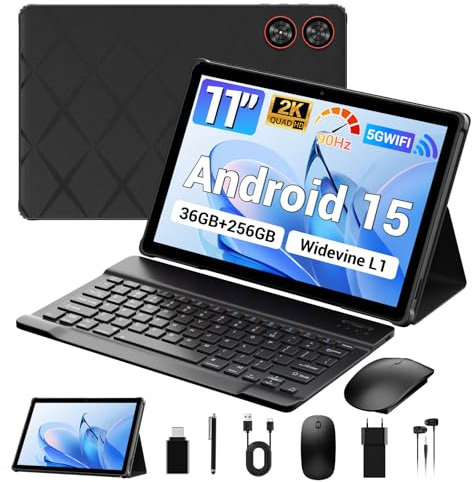 MAXLEGEN Tablet 11 Pulgadas, Android 15, Pantalla 2K IPS, 36GB RAM+256GB ROM/1TB TF, Octa-Core 90Hz 5G WiFi Tableta, 8MP+13MP/GPS/8580mAh, Tablet con Teclado/Ratón/Funda/Auricular/Lapiz
