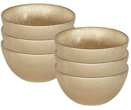 AltoBuy Lot de 6 Bols en Verre Doré 70cl - Falon