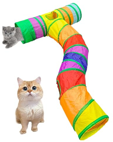 Katzentunnel - Groß 80 cm Katzen Spieltunnel Mit Spielball & Guckloch - Zusammenklappbares Kätzchenhaus Interaktives Haustierzubehör Für Welpen Kaninchen Indoor Outdoor
