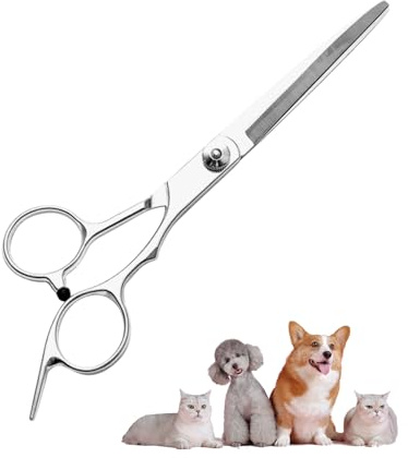 FUGLUS 1 unidad Tijeras para perros, tijeras curvas para el cuidado de animales, tijeras para perros, tijeras curvas para el cuidado del pelaje, 17 cm, ideales para cortar el pelo de perros y gatos