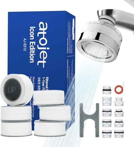 Atojet Cleansing Washbasin Faucet Filter Inspired By Korea's Beauty Culture - Pure Carbon Filters for Bathroom & Kitchen Water (1 Year Supply) (AJ8310C-SET-1YR)