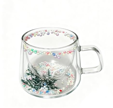 xamlyrek Christmas Double Walled Glass Coffee Mugs 200 ml Glass Cups for Coffee Latte Macchiato Milk Hot Chocolate Tea Drinking Glasses Christmas Gifts for Women Mum Wife Kids Grandma Friends