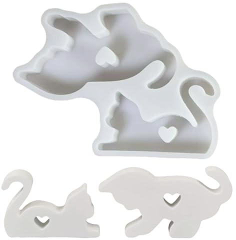 2 Stück Silikonformen Gießformen Katze, 3D Silikonform Katze, Silikon Gießform Katzen Gipsformen zum Gießen, Gießformen Silikon Tiere Epoxidharz Formen für DIY Handwerk, Gips