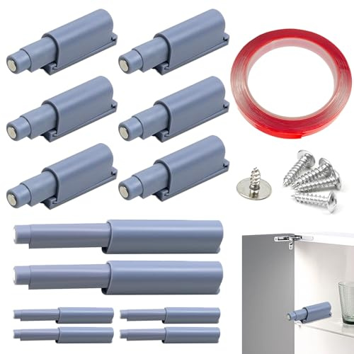 YYMT 12 Stück Magnetische Türschnäpper Push to Open Türöffner, Grau | Druck Touch Release Entriegelungsriegel, Mit Schrauben & Klebeband, Magnet Druckschnäpper Für Schranktüren, Schubladen