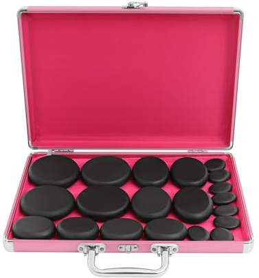 Hot Stone - Set di 20 pietre massaggianti calde in basalto, pietre massaggianti portatili con riscaldamento, adatte per uso domestico, ideale per spa, massaggi, relax