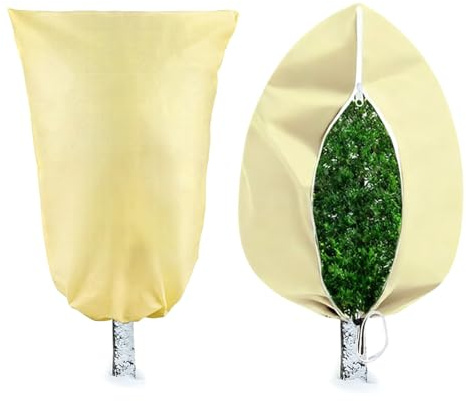 ECRIZA Winterschutz für Pflanzen,2 Stück 120x180cm 70g/m² Pflanzenschutz Winter draußen Frostschutz Für Kübelpflanzen,Reißfest,Reißverschluss Wiederverwendbar Winterschutz für Pflanzen mit