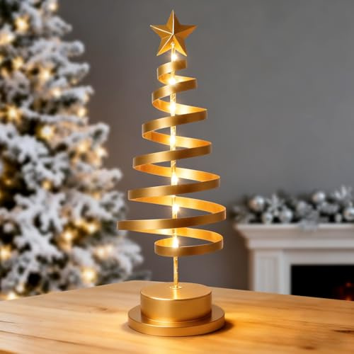 Kleiner Weihnachtsbaum mit Beleuchtung, 33cm Spirale Weihnachtsbaum Schreibtisch Dekorative Licht,Led Weihnachtsbaum, Batteriebetriebenes mini Weihnachtsbaum Home Schlafzimmer Dekor Weihnachtsornament