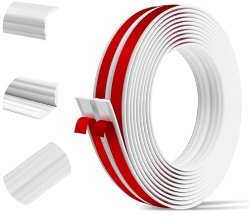 Kantenschutz Selbstklebend 2cm x 3m, Eckleiste Flexibel, Weichsockelleiste & Zierleiste für Wände, Türen, Fenster, Küche und Fliesen, Wasserdicht, Weiß