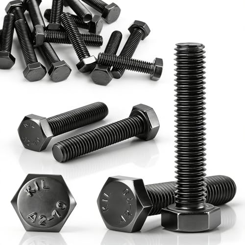 mawmuaw Tornillos M10 x 60 mm, negros, tornillos hexagonales de acero inoxidable A2 V2A, 10 unidades de tornillos de cabeza hexagonal DIN 933, tornillos de máquina para barandillas exteriores