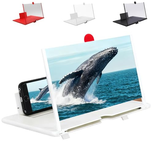 10/12/16/18Phone Screen Magnifier, Screen Magnifier For Smart Phone, Mobile Phones Magnifying Screens With Foldable Stand, Ultra-Clear Compatible With All Smartphones (white, 12in)