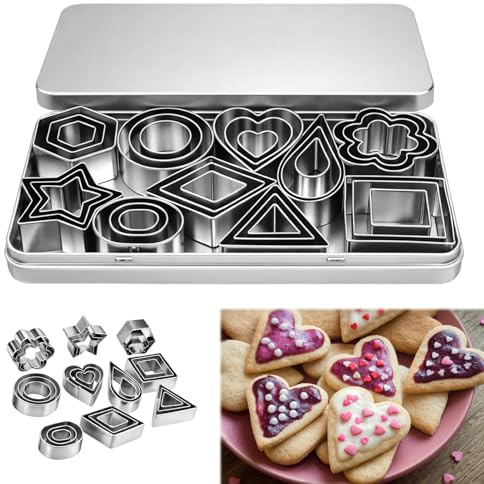 ikBrtaiay 30 Stück Mini Ausstechformen Plätzchen Set, Plätzchenausstecher aus Edelstahl, Mini Keksausstecher, Keks Ausstecher, Kleine Keksausstecher, Cookie Cutter für Plätzchen, Kuchen und Fondant