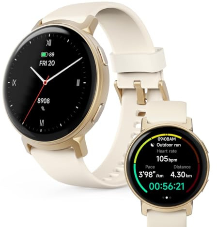 Hama Smartwatch „Arion“, Fitnessuhr mit GPS, AMOLED 1,32“/43mm, Gold
