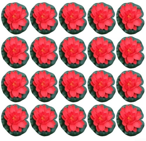 Nénuphar artificiel flottant pour bassin extérieur intérieur aquarium mousse EVA plante décorative avec diamètre 10 cm pour scènes aquatiques