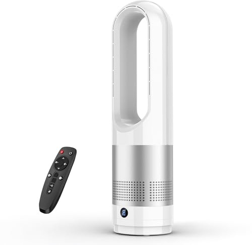 IERAKOR Ventilateur Colonne Silencieux 30dB, Ventilateur Sans Pale 60cm avec Moteur Brushless, 10 Vitesses, Oscillation 90° & Inclinaison 20°, Minuterie 9H, Télécommande, pour Chambre, Bébé, Salon