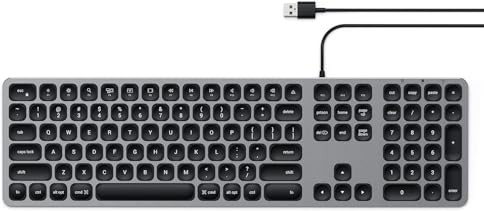 SATECHI Teclado con Cable USB con Keypad Numérico, QWERTY US, Gris | Distribución Americana, aluminio, tamaño completo con keypad numérico, para MacBook, portátiles Windows, PC y más