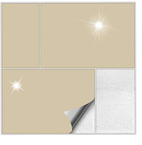Kiwistar Fliesenaufkleber Beige 82 Glänzend - 14,5 x 19,5 cm - 100 Stück - Klebefliesen Fliesenmuster Stickerfliesen Wandfliesen überkleben