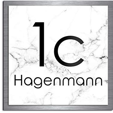 Premium Designer Hausnummer mit UV Druck und Montage Set - 22x22 cm - Familien-Haus Bedruckte Hausnummern mit Straßen Straßennamen für die Haustür Ferienhaus…