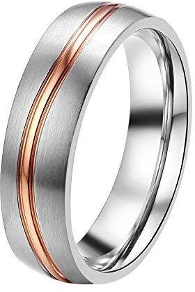 DOOSTI Partnerring/Trauring Shining wave – Bicolor chirugischer Edelstahl 316L mit Gratis Gravur