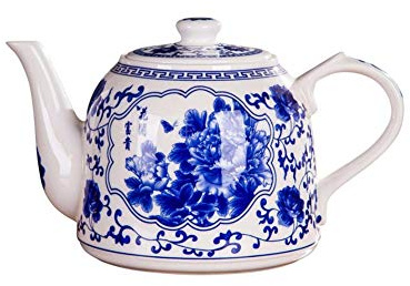 Cinese Jingdezhen Teiera Antica ad Alta capacità Dipinta a Mano Teiera in Ceramica di Porcellana Blu e Bianca - No.35