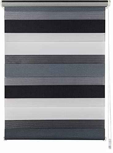 ondeco Doppelrollo Klemmfix Duo Rollo für Fenster ohne Bohren, Sonnenschutz Plisseerollo lichtdurchlässig und Blickdicht Grau-Anthrazit 90x160 cm