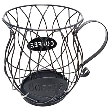 Kaffeekapselkorb, Kaffee Kapsel Lagerung Korb, Metall Kaffee Pod Halter Lagerung Korb Obst Schüssel Organizer, Perfektes Kaffeezubehör 12 * 9,5 * 14cm (schwarz)