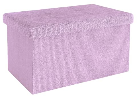 Intirilife Panca pieghevole 49x30x30 cm in rosa - Cubo di seduta con coperchio e vano portaoggetti in tessuto con incavi - Cubo di seduta poggiapiedi richiudibile cassetto portaoggetti sgabello sedile