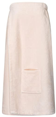Floringo Saunakilt Luxury kvinnor, Twin-Star-serien, med fastener kardborreband och fäst ficka (föräldrar), kräm, one size
